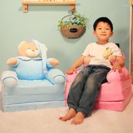 Almohada linda dibujos animados niños sofá cama persona perezosa plegable pequeño jardín de infantes niña bebé doble uso asiento infantil taburete