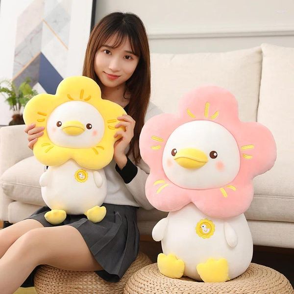 Oreiller des fleurs de dessin animé mignon canard peluche mouche douce plante de poupée décor de chambre de poupée apaiser les enfants pour les cadeaux