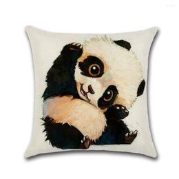 Oreiller mignon dessin animé Panda couverture coton lin taie d'oreiller décorative canapé étui voiture accessoires pour la maison Almohada ZT181