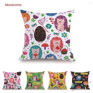 Almohada lindo dibujos animados infantiles baby guarderería animal erizo de la cama de sofá cubierta de la cama del terciopelo suave y colorido rosa