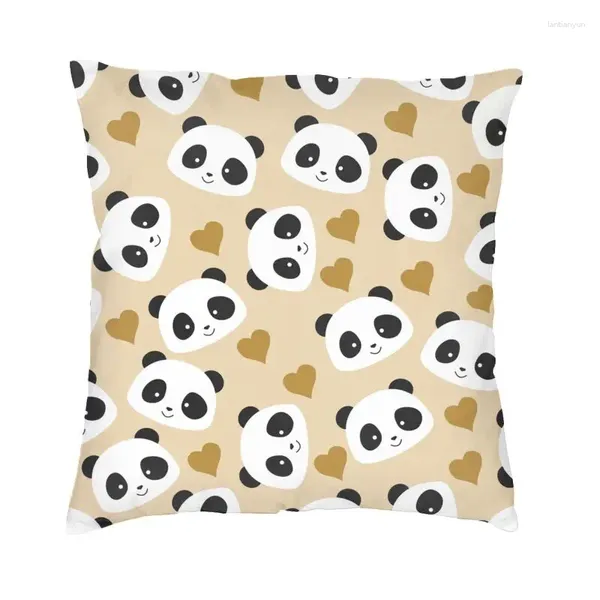 Oreiller mignon panda marron coeurs motif de couverture cadeau canapé pour la maison décor de la maison