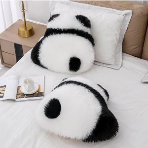 Oreiller mignon panda oreillers 52x56cm fourrure S pour salon décoratif canapé-lit noir blanc forme