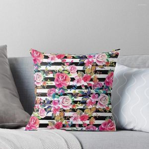 Almohada Linda Primavera Floral Y Rayas Patrón De Acuarela Funda De Tiro Fundas De Navidad S Fundas De Almohada