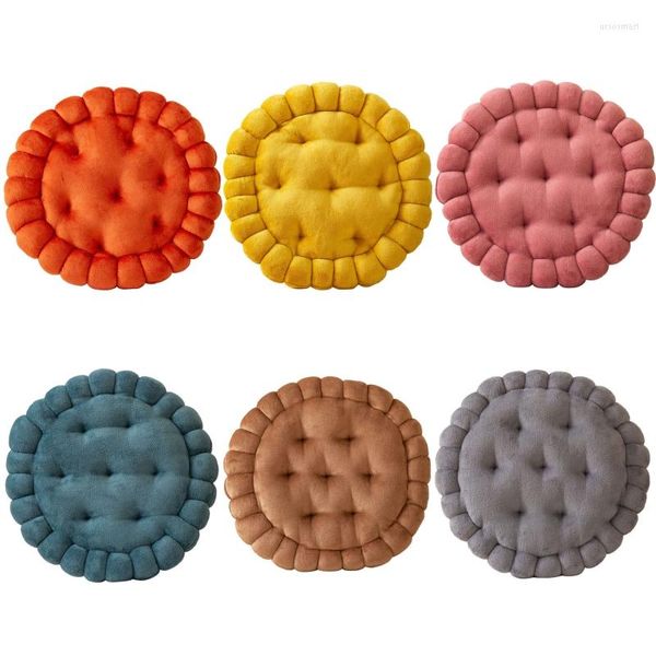 Oreiller mignon épaissir Biscuit assis rond lait velours Cookie Tatami dos pour la maison chambre bureau voiture chaise coussin de siège cadeau