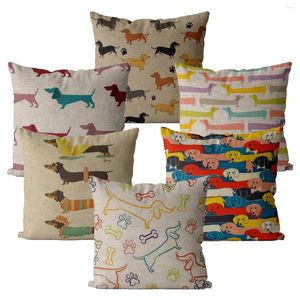 Oreiller cache-vachette couleur chiens mignons chiens décoration de maison 40x40 45x45 pour chaise de salon