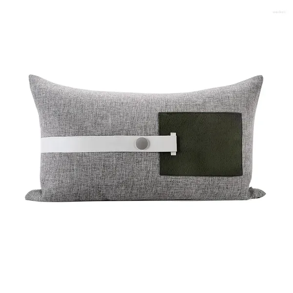 Almohada Funda de cintura gris oscuro INS Fundas de sofá de retales de cuero blanco Cubierta decorativa para la decoración del hogar de la sala de estar