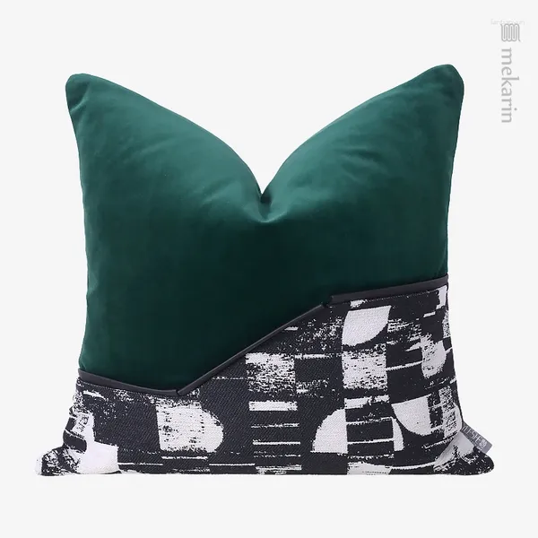 Almohada cubierta de costura verde oscuro sofá funda de almohada luz de lujo abrazo de lujo decoración 45x45