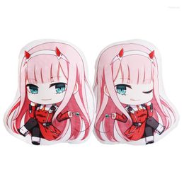 Oreiller Darling In The Franxx Zero Two 02, dossier de siège S, accessoires d'anime, traversin en peluche doux imprimé sur le côté