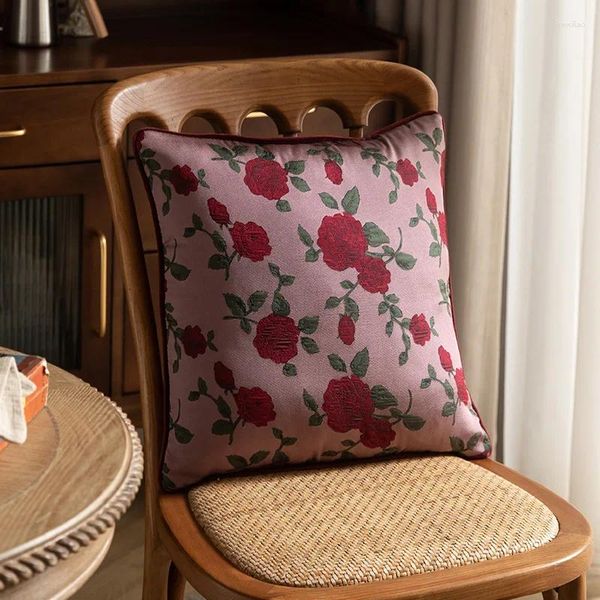 Oreiller décoration maison rouge vintage fleurie oreillers de salon canapé amovible et tête de lit lavable