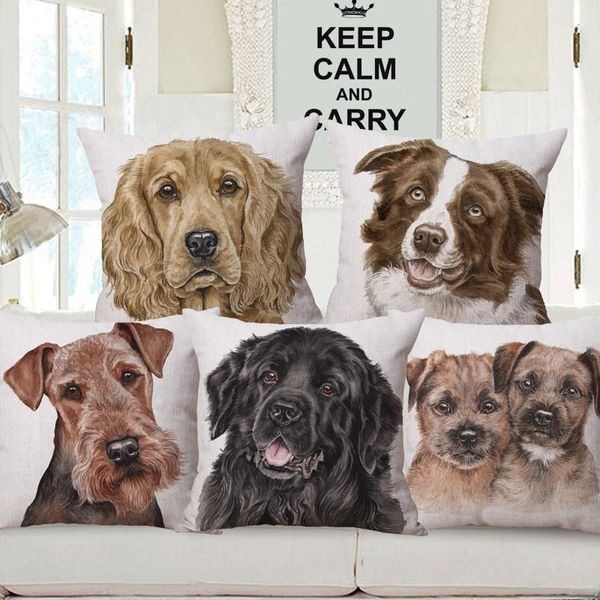 Almohada/decorativa Airedale Terrier Border Collie Brindle Boxer Sheepdog Dogs Poster funda para el hogar sofá Decoración