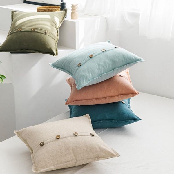 Oreiller/décoratif Beige bleu couverture boutons créatifs décor maison oreillers décoratifs pour salon canapé-lit canapé nordique pilule