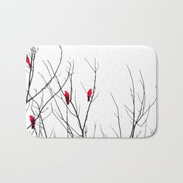 Oreiller/décoratif oiseaux rouges vifs sur des Branches d'arbre tapis de cuisine paillasson antidérapant maison salon/salle de bain décor paillassons d'entrée