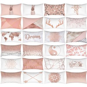 Kussen /Decoratief kerstdecoromslag 30x50 Rose Gold Pillowcase Sofa S Home Car Jaar 2023 Decoratie voor woonkamer