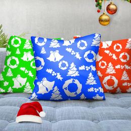 Funda decorativa de almohada/funda decorativa de Navidad, funda de almohada con patrón de árbol de campana pequeña para sala de estar, funda de sofá