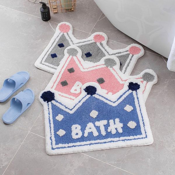 Tapis de salle de bain à motif de couronne décoratif, en Fiber super fine, paillasson d'entrée, doux et antidérapant, absorbe les produits d'eau