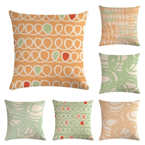 Funda de almohada/almohadas decorativas, cubierta geométrica naranja colorida, decoración del hogar, funda de almohada lisa de 45x45cm