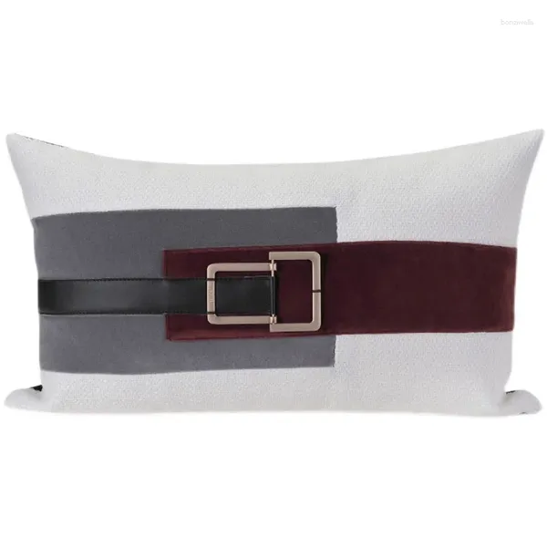 Almohada decorativa cubierta de metal dorado 30x50 cm para sala de estar Sofá S Rojo Gris Blanco Patchewok Caja de cintura Decoración para el hogar