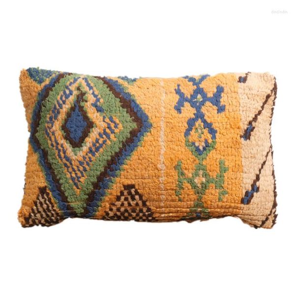 Oreiller/tapis marocain décoratif aux cheveux longs canapé en laine importé oreiller de taille arrière de voiture/décoratif