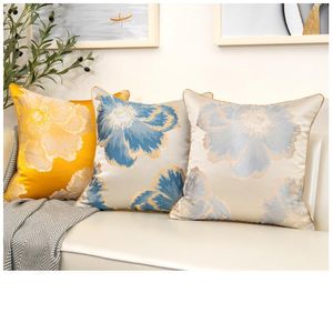 Oreiller / décoratif de luxe décoratif pour la maison Beige bleu jaune couvertures broderie taies d'oreiller carrées taie d'oreiller personnalisée pour ainsi