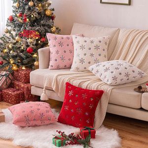 Kussen Decoratieve kussens Cover Snow Snowflake Christmas Pluche Throw Sofa Case Home Decor 45x45cm