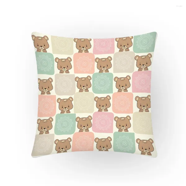 Almohada almohadas decorativas sofá moderno cubierta de terciopelo arte 45x45 cm decoración del hogar oso dibujos animados 2024 animal anti-sucio E2251