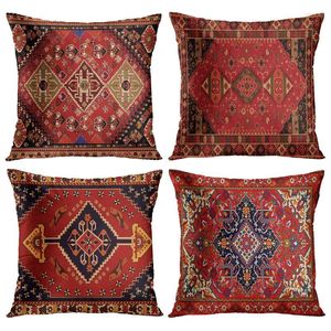 Almohada/decorativo rojo marroquí patrón étnico pétalo corto felpa funda de almohada sofá decoración del hogar se puede personalizar para usted
