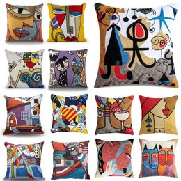 Kussen /decoratieve s covers Abstract Case Picasso decor linnen katoenen kussens voor bankauto's borduurkussensloop