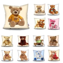 Travesseiro/decorativo urso de pelúcia capa sofá do carro decoração para casa caso poliéster lance casos decoração fronha funda cojin