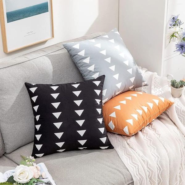 Almohada decorativa cubierta de tiro boho gris geométrico terciopelo fundas de almohada para sofá dormitorio sofá exterior decoración del hogar