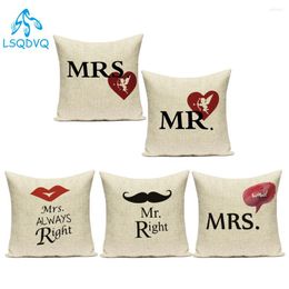 Kussen decoratieve kussens kussens case letter Mr mevrouw Right Polyester bank Home Decoratie Cover voor woonkamer Almofadas