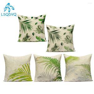 Almohada de almohada decorativa almohadas de almohada tropical plantas verdes hojas fénix loureiroi kunth poliéster cubierta almfadas