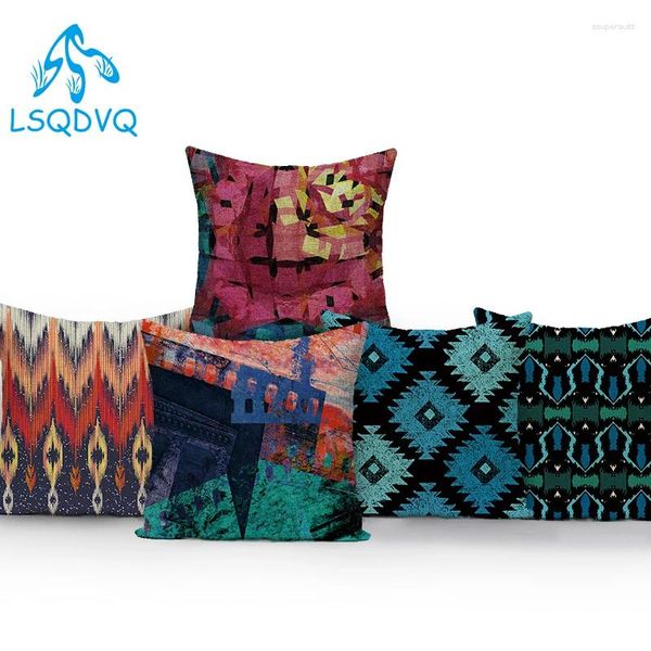Oreiller décoratif oreillers Covers Polyester abstrait géométrique coloré canapé carré couverture de maison pour le salon cojines