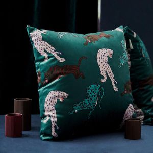 Oreiller/décoratif Vintage velours couverture étui décoratif imprimé léopard luxe maison bureau canapé chaise Coussin décoration DecorC