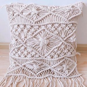 Almohada cubierta de boda decorativa crema hecha a mano macrame boho negro beige blancos tamaño de tamaño personalizado