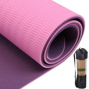 Kussen /Decoratief Wijd 183 80 cm 6 mm dikke dubbele kleur Niet-slip TPE Yoga Mats Fitness Fitness Outdoor Gym Home Sport Pilates Pads met mat