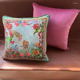 Oreiller dunxdeco 2pcs jungle léopard imprimer en velours rose couvercle chic décoratif chic canapé vif de chaise chaise coussin