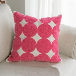 Almohada dunxdeco chic lindo 3d rosa círculo cubierta de bordado estuche decorativo arte de arte geométrico silla de cama primo