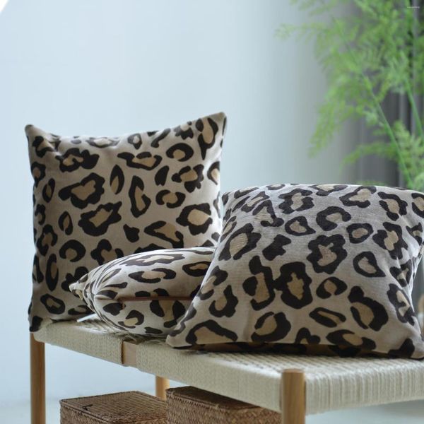 Almohada Dunxdeco Classic Leopard Print Cover Art Soft Decorativo Caso Moderno Oficina Sofá Silla Ropa de cama Coussin