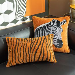 Подушка DUNXDECO, декоративный чехол, современный, простой, роскошный, мягкий, оранжевый, с вышивкой в виде дерева зебры, диван, кресло, постельные принадлежности Coussin