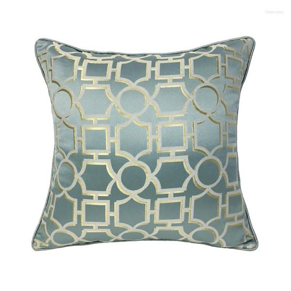 DUNXDECO – housse de coussin décorative, moderne, chinois, Simple, géométrique, Jacquard, bleu clair, élégant, pour canapé et chaise
