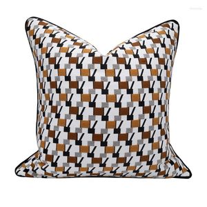 Oreiller DUNXDECO housse décorative étui Simple Style américain Orange géométrique Jacquard canapé chaise literie Coussion