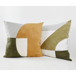 Funda de almohada DUNXDECO estilo industrial funda decorativa moderna Simple verde marrón Patchwork geométrico suave sofá Coussin