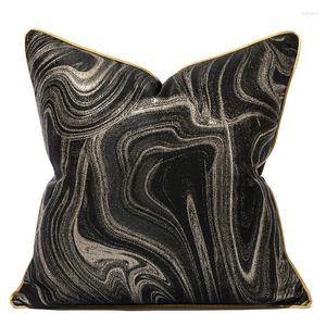 Oreiller dunxdeco luxe noir or abstrait couverture géométrique qualité décorative moderne art house chambre canapé chaise coussin