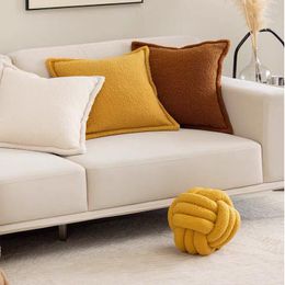 Kussen dunxdeco eenvoudige gezellige polyeseter sherpa teddy fleece cover decoratieve kast moderne softy sofa stoel beddengoed coussin