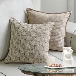 Kussen dunxdeco zachte ivoor dek bank decoratieve kast modern eenvoudige noordse geometrische jacquard sofa stoel coussin