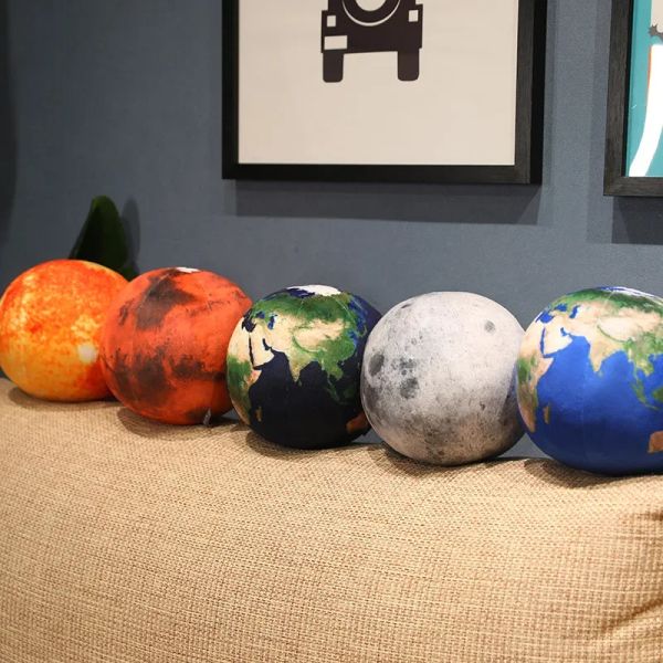 Oreiller terre sun mars jouets en peluche remplissez des tapis d'oreiller à poupée souple planétaire dans le système solaire