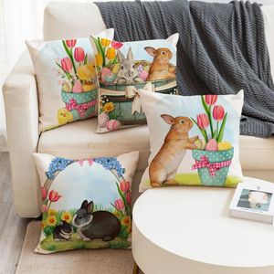 Oreiller des décorations de couverture de fleurs de Pâques pour l'ornement de la maison Bonne année décor 2024