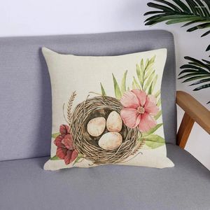 Almohada Funda de almohada de Pascua Caja de bota de flor de huevo Decoración de vacaciones Sofá Dormitorio Funda de tiro cuadrada Festival