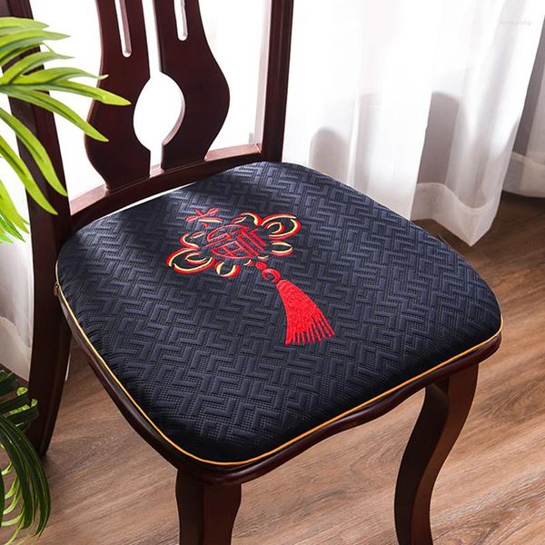 Coussin de siège en forme de U avec nœud chinois brodé, chaise de salle à manger de cuisine, décoration de maison, tapis d'assise antidérapant remplaçable