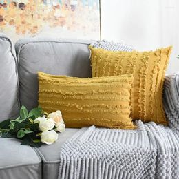 Almohada Enipate 1 PCS Color Sólido Algodón Cubierta de lino Moderno Floral Borla Caso Sofá Cubiertas decorativas Decoración del hogar